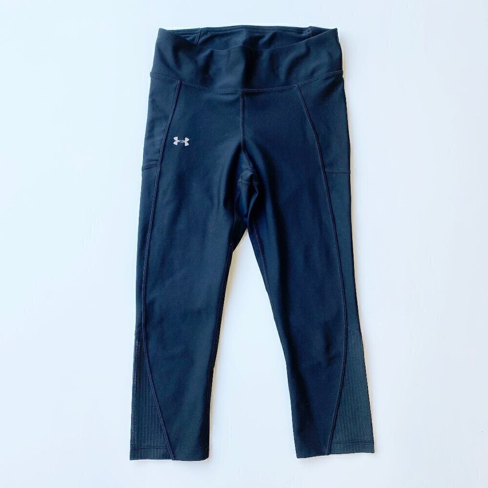 Under Armour Black Running Capri Leggings Mesh Detail S